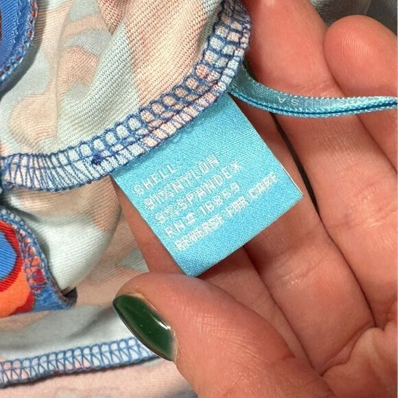 J. McLaughlin Blue & Orange Coral Reef Print Stretchy Pull On 5” Bike Short - Picture 5 of 5